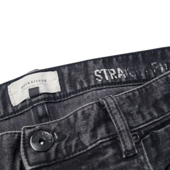 Quiksilver Jeans Size 34 W34"xL28" Men's Straight Fit Jeans Stretch Black Denim - Picture 7 of 8